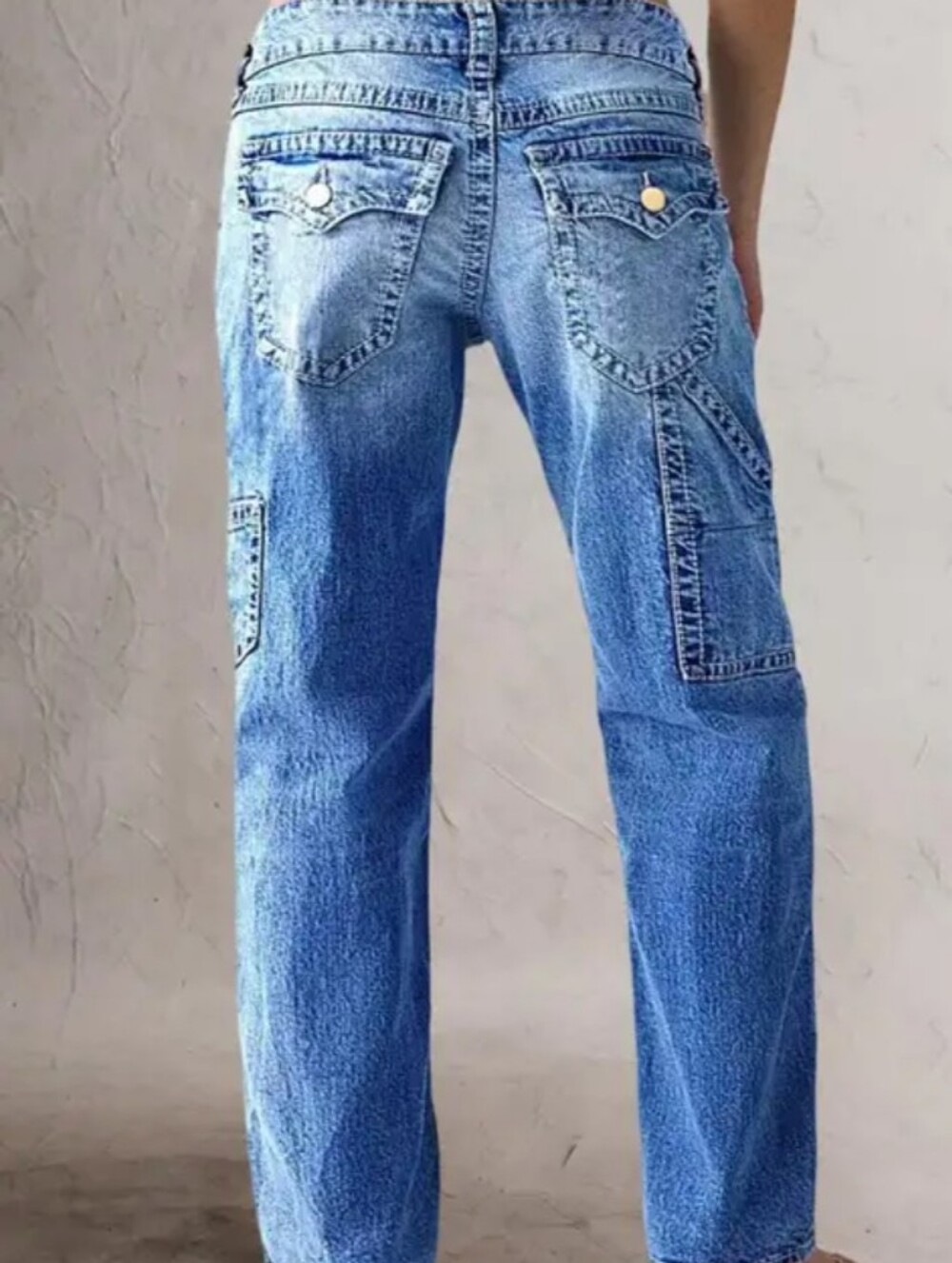 Flamingals Mid Rise Multi Pocket Straight Leg Cargo Jeans NWT Medium - Picture 2 of 9